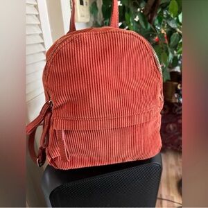 Stylish Coral Corduroy Backpack